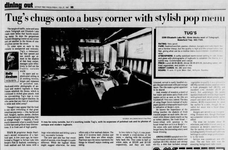 White Castle Restaurant - Detroit Free Press Fri Feb 27 1987 Article On Tugs (newer photo)